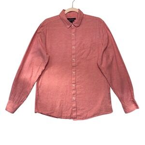 Marc Anthony Mens‎ Medium Coral Pink Linen Cotton Blend Button Down Shirt Casual